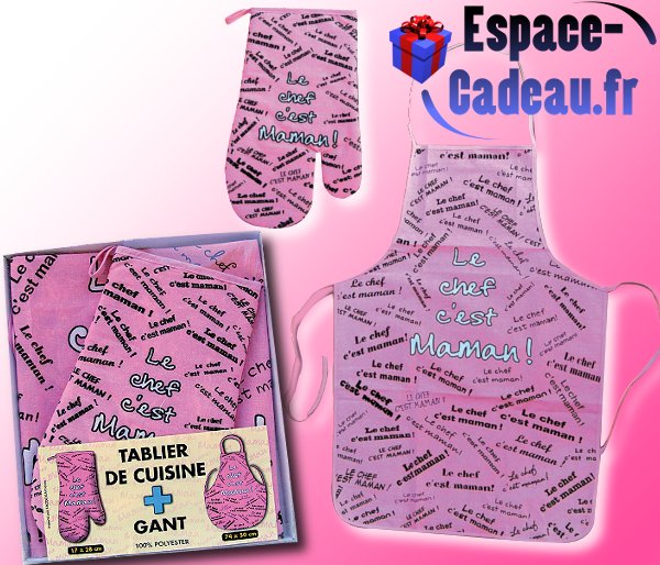 Tablier et gant \"Le chef c\'est maman\"